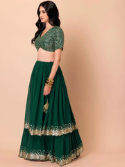 Amazing Green Sequins Georgette Reception Wear Lehenga Choli
