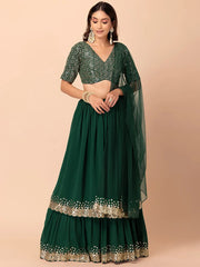 Amazing Green Sequins Georgette Reception Wear Lehenga Choli