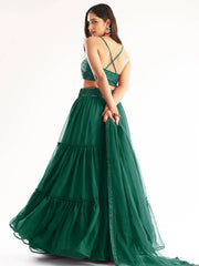 Sweet Green Georgette Reception Wear Lehenga Choli With Dupatta
