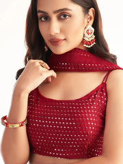 Delightful Red Georgette Party Wear Lehenga Choli With Dupatta