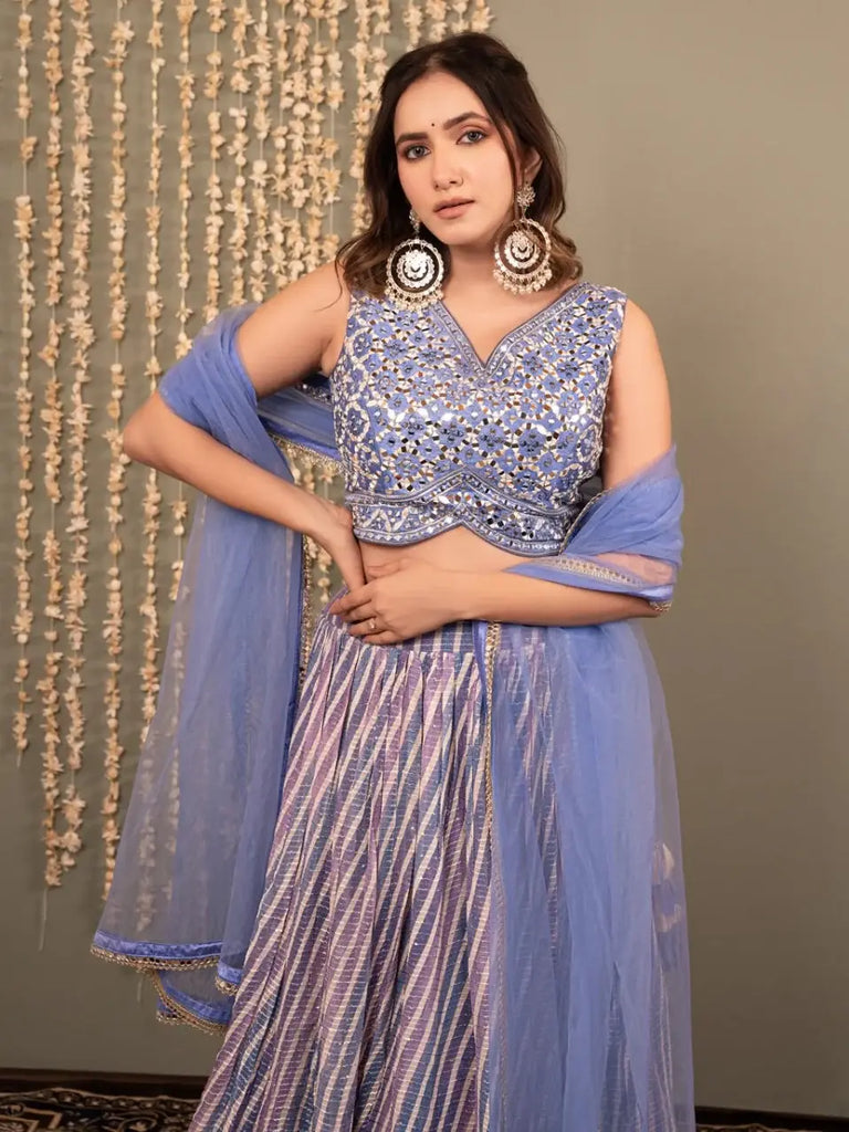 Graceful Lavender Digital Printed Organza Lehenga Choli With Dupatta