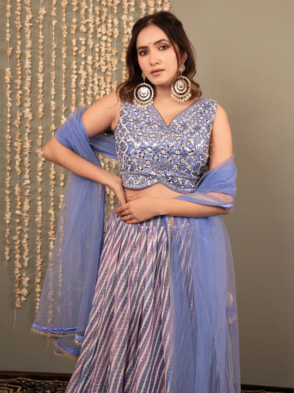 Graceful Lavender Digital Printed Organza Lehenga Choli With Dupatta