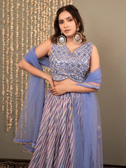 Graceful Lavender Digital Printed Organza Lehenga Choli With Dupatta