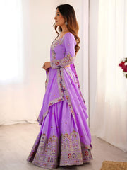 Mesmerizing Lavender Sequins Crepe Bridesmaid Lehenga Choli With Dupatta