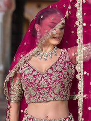 Outstanding Pink Sequins Georgette Sangeet Wear Lehenga Choli