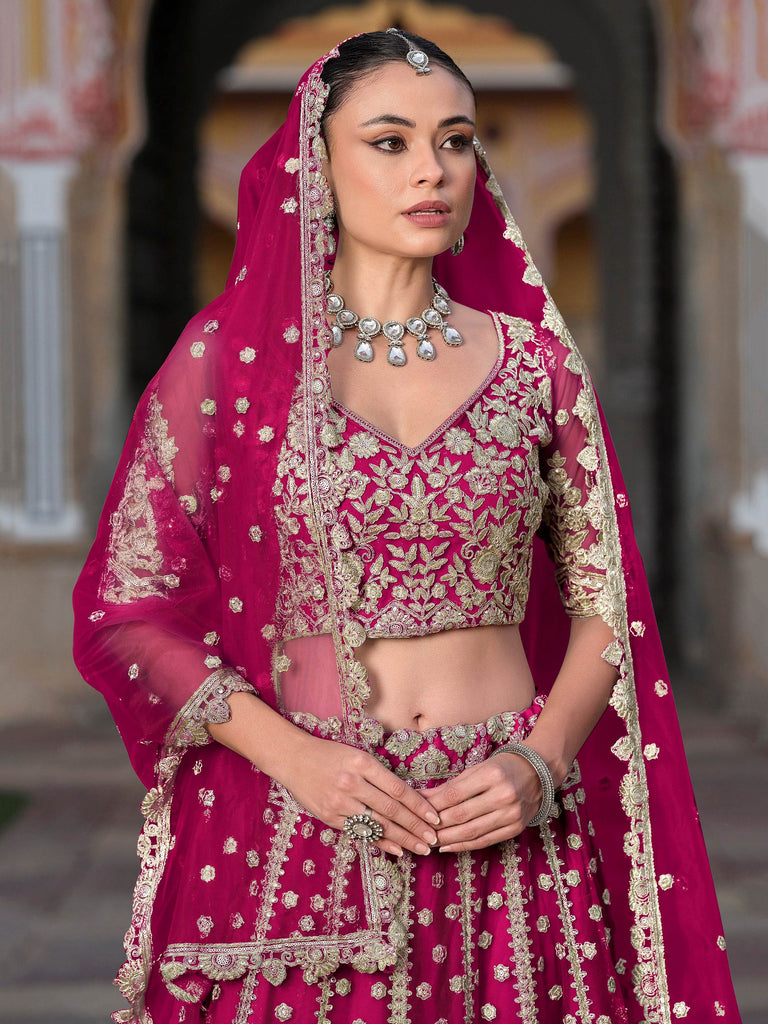 Outstanding Pink Sequins Georgette Sangeet Wear Lehenga Choli