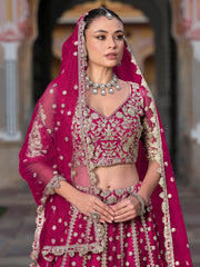 Outstanding Pink Sequins Georgette Sangeet Wear Lehenga Choli