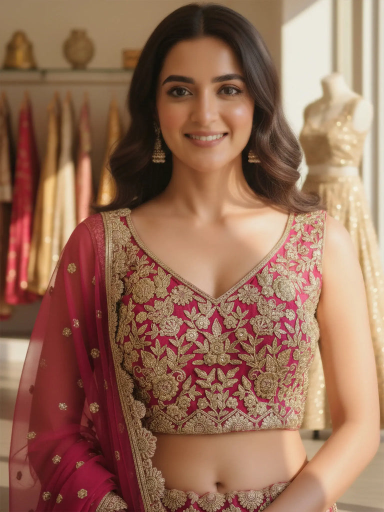 Marvelous Pink Embroidered Net Bridesmaid Lehenga Choli With Dupatta