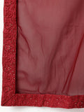 Amazing Maroon Thread Work Net Reception Wear Lehenga Choli With Dupatta