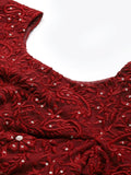 Amazing Maroon Thread Work Net Reception Wear Lehenga Choli With Dupatta