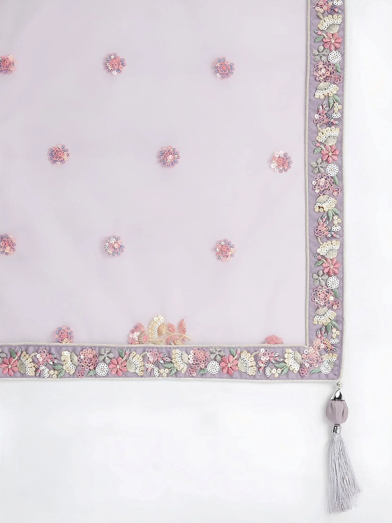 Glamorous Lavender Sequins Net Designer Lehenga Choli With Dupatta