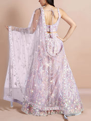 Glamorous Lavender Sequins Net Designer Lehenga Choli With Dupatta