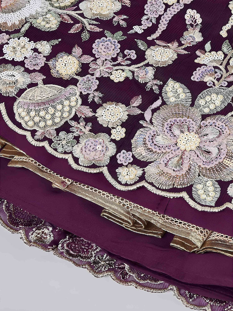 Elegant Purple Sequins Net Reception Wear Lehenga Choli With Dupatta
