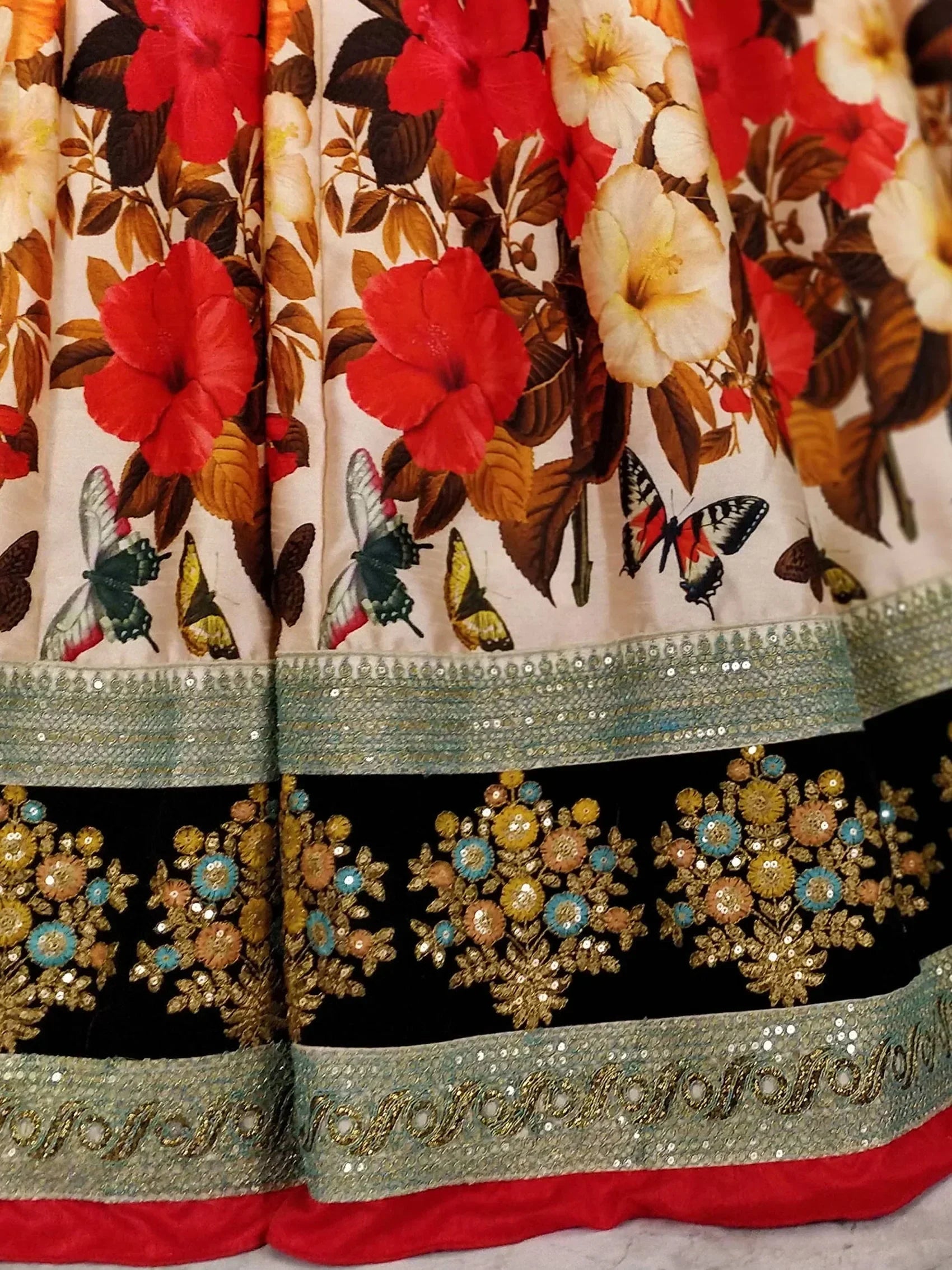 Anushka Sharma Multi-Color Floral Printed Silk Wedding Lehenga Choli