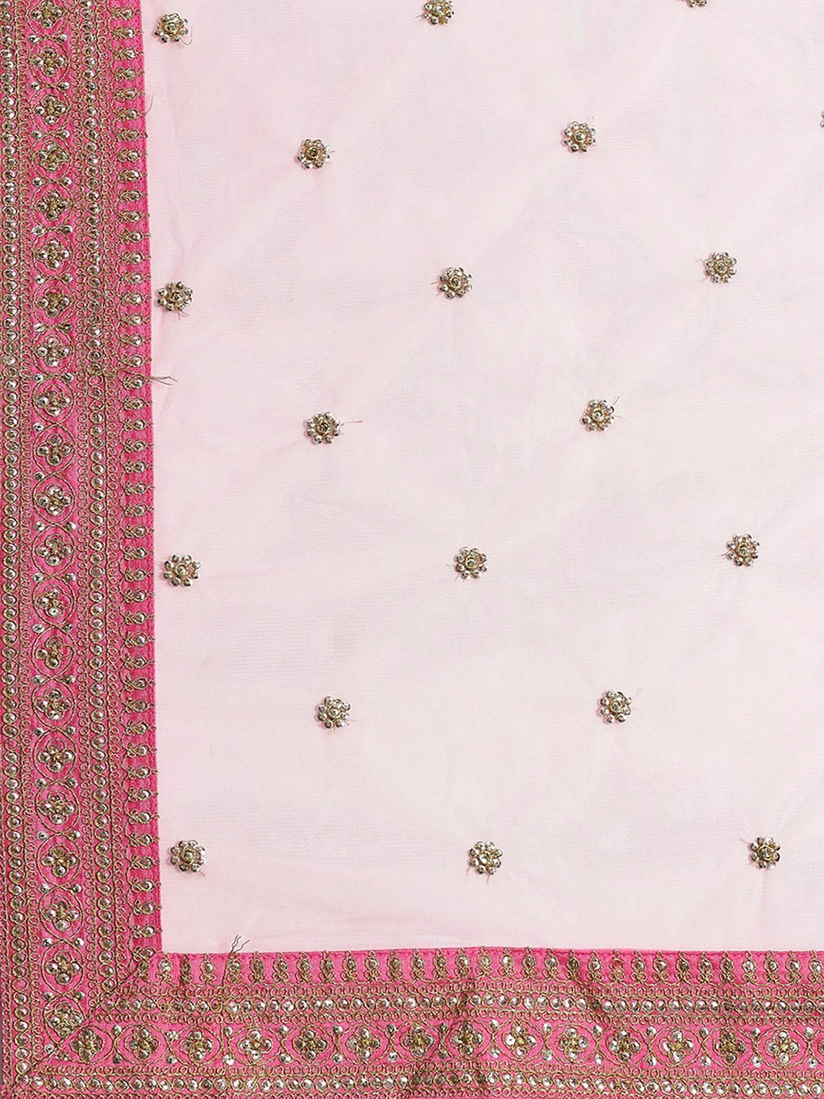 Sparkling Pink Embroidered Silk Wedding Wear Plus Size Lehenga Choli