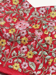 Lovely Red Embroidered Silk Plus Size Lehenga Choli With Double Dupatta