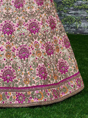 Anushka Sharma Peach Embroidered Taffeta Silk Bridal Wear Lehenga Choli