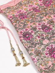 Beautiful Peach Embroidered Silk Sangeet Wear Plus Size Lehenga Choli