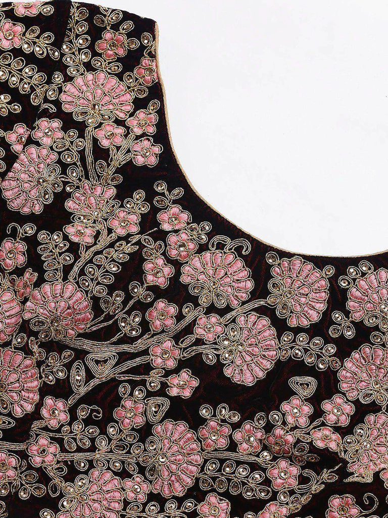 Charming Maroon Embroidered Silk Wedding Wear Plus Size Lehenga Choli