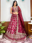 Charming Maroon Zari Weaving Silk Wedding Lehenga Choli With Dupatta