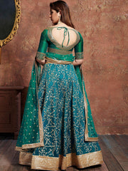 Stunning Green Embroidered Silk Bridesmaid Plus Size Lehenga Choli