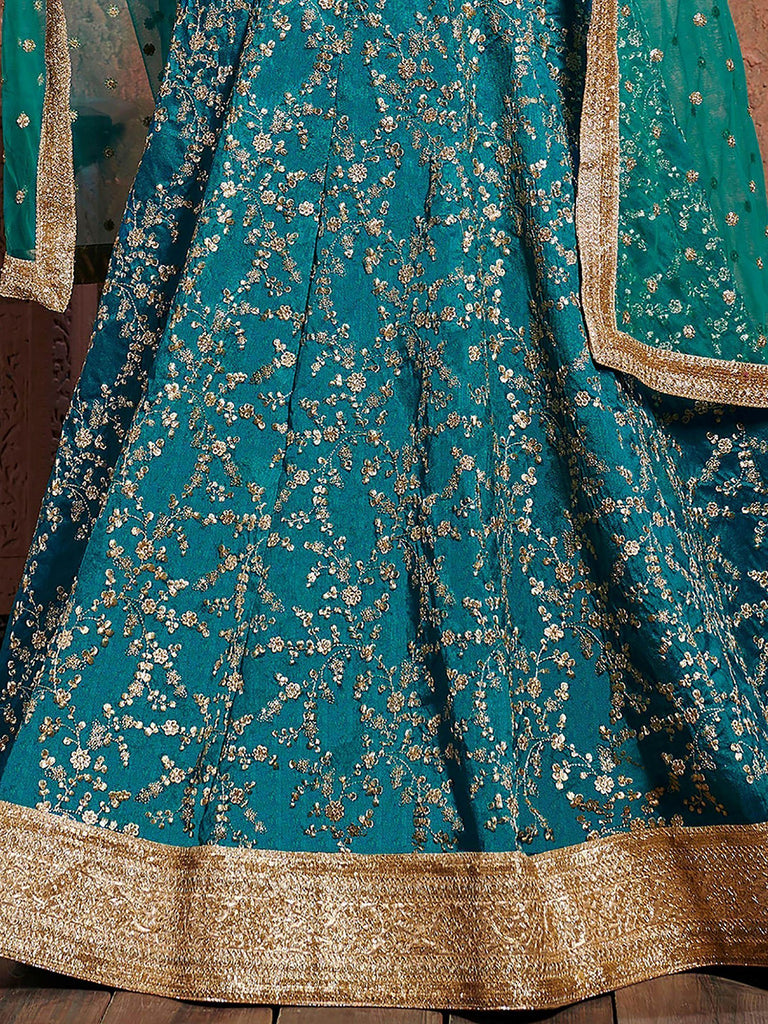 Stunning Green Embroidered Silk Bridesmaid Plus Size Lehenga Choli