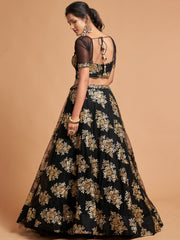 Beautiful Black Sequins Net Party Wear Plus Size Lehenga Choli
