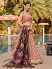 Wonderful Pink Thread Work Georgette Function Wear Lehenga Choli