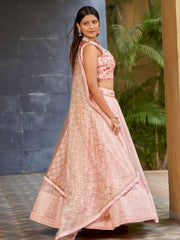 Beautiful Pink Sequins Art Silk Bridesmaid Lehenga Choli With Dupatta