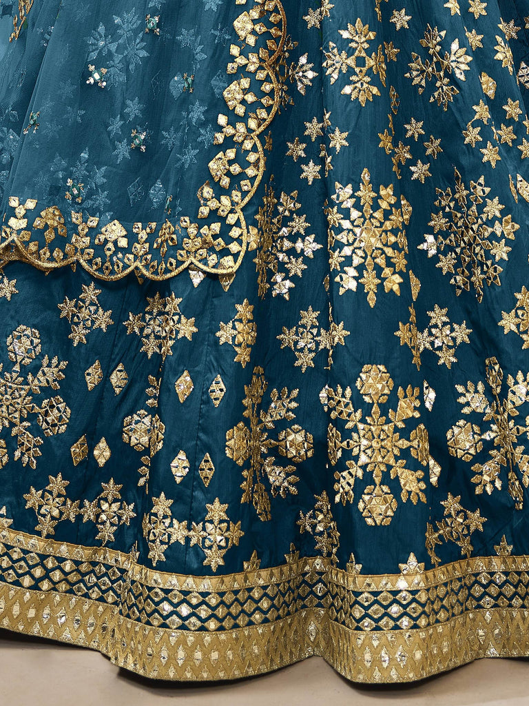 Irresistible Blue Zari Work Art Silk Wedding Wear Lehenga Choli