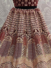 Marvelous Maroon Heavy Embroidery Velvet Bridal Lehenga Choli