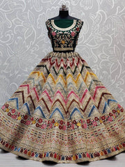Splendid Green thread Embroidery Silk Bridal Wear Lehenga Choli