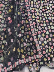 Glorious Black Mirror Work Net Party Wear Lehenga Choli