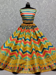 Awesome Yellow Weaving Work Banarsi Silk Festival Wear Lehenga Choli