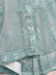 Alluring Sky Blue Dori Work Net Wedding Wear Lehenga Choli