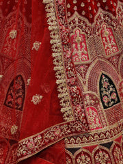 Beautiful Maroon Thread Embroidery Velvet Bridal Wear Lehenga Choli