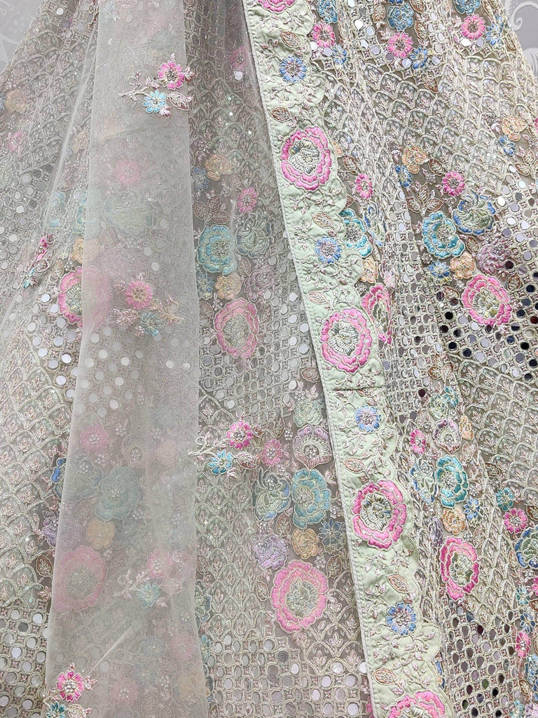 Breathtaking Green Sequins Embroidered Net Wedding Wear Lehenga Choli