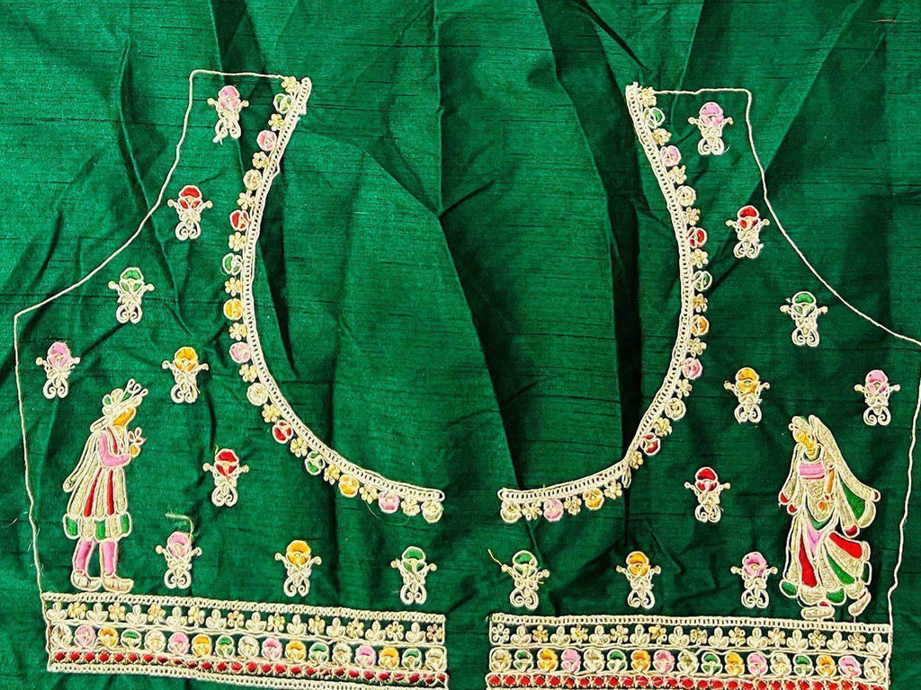 Outstanding White & Green Embroidered Silk Bridal Panetar Lehenga Choli
