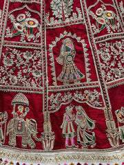 Superb Maroon & Green Dori Embroidered Silk Bridal Panetar Lehenga Choli