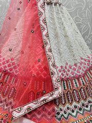 Remarkable White Foil Work Georgette Party Wear Lehenga Choli