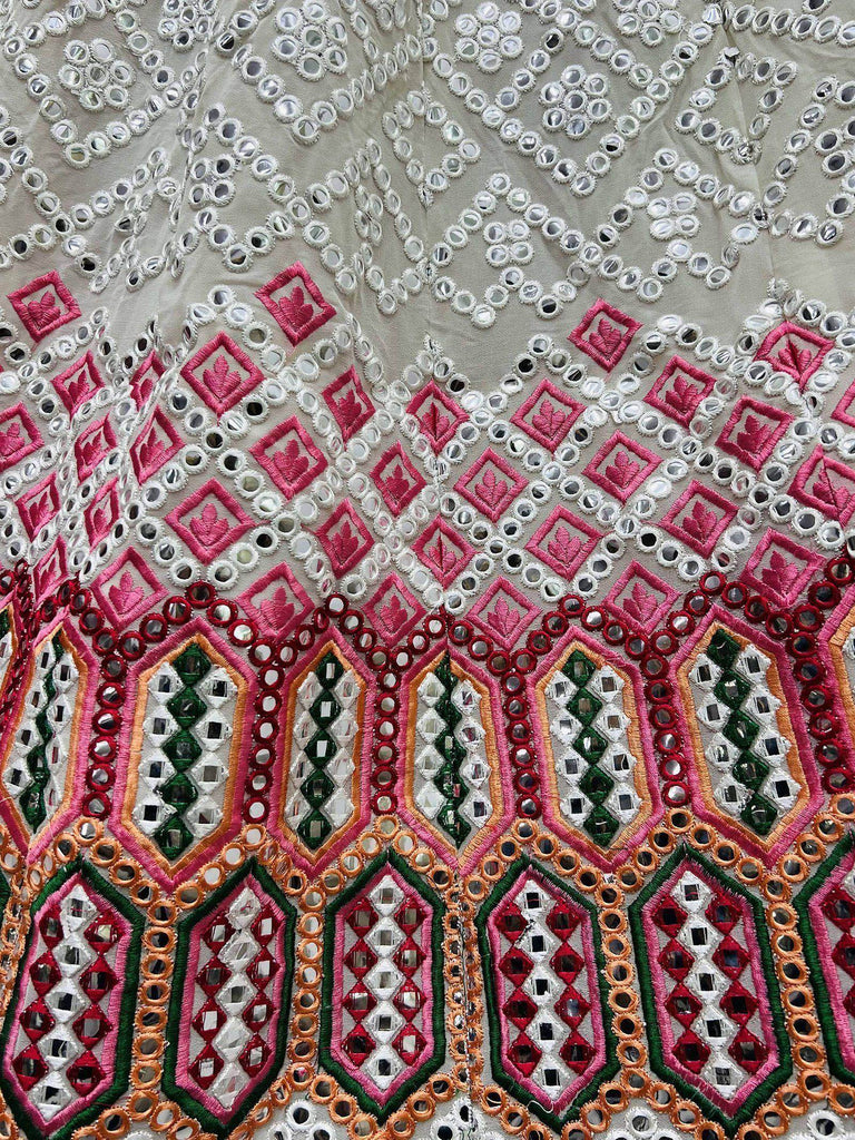 Remarkable White Foil Work Georgette Party Wear Lehenga Choli