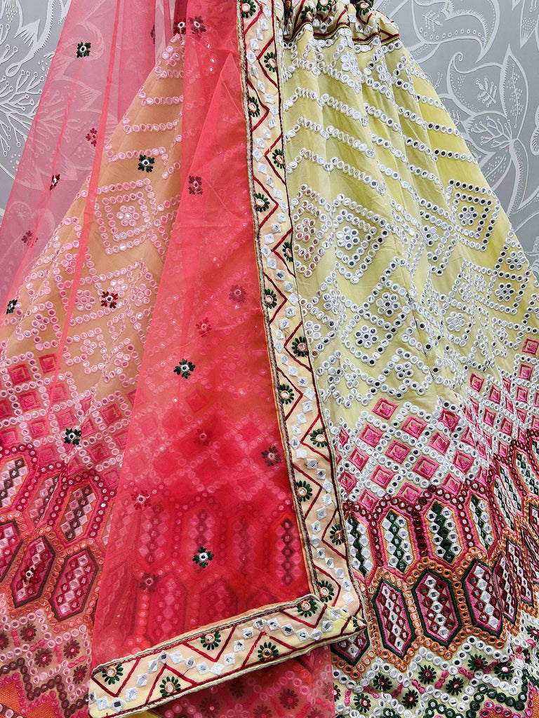 Perfect Yellow Foil Work Georgette Party Wear Lehenga Choli