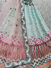 Fantastic Sky Blue Foil Work Georgette Party Wear Lehenga Choli