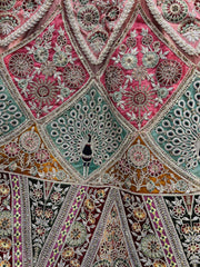 Amazing Pink Patch Work Net Bridal Wear Lehenga Choli