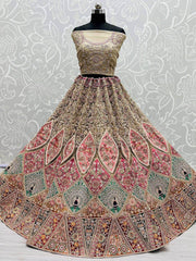 Stunning Sage Green Patch Work Net Bridal Wear Lehenga Choli
