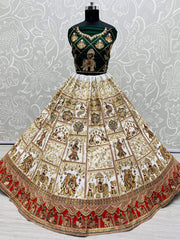 Superior Red & White Handwork Silk Bridal Panetar Lehenga Choli