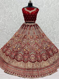 Rani Pink Heavy Embroidered Velvet Bridal Wedding Wear Lehenga Choli