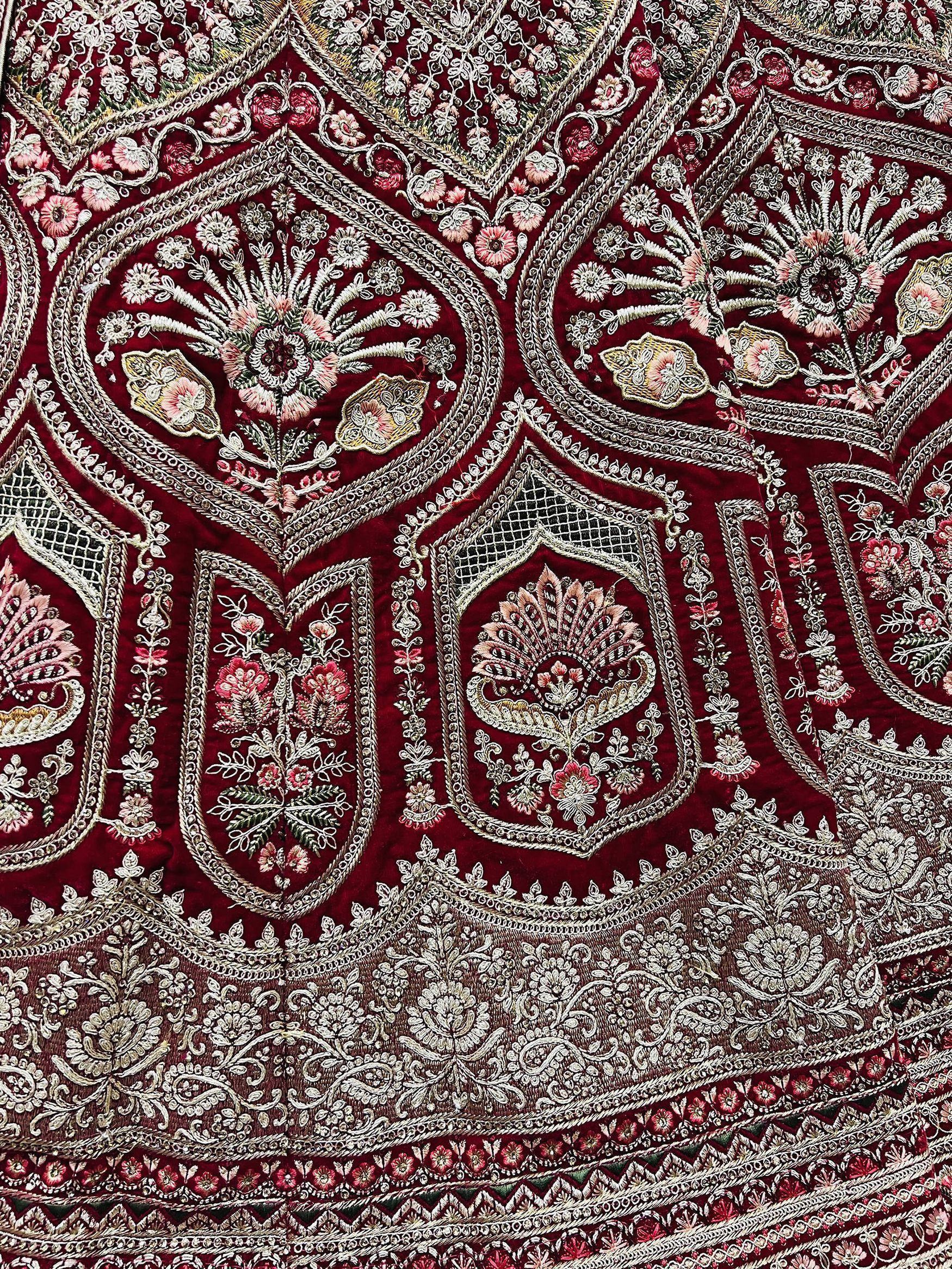 Rani Pink Heavy Embroidered Velvet Bridal Wedding Wear Lehenga Choli