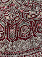 Rani Pink Heavy Embroidered Velvet Bridal Wedding Wear Lehenga Choli