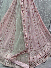 Gorgeous Pink Georgette Embroidered Wedding Wear Lehenga Choli